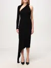 Courrèges Asymmetric One Shoulder Dress With Side Slit In Schwarz