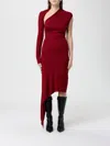 Courrèges One Shoulder Crepe Dress Woman Grenat In Viscose In Burgundy