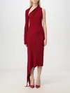 Courrèges Long Slash Crepe Dress In Rot