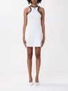 Courrèges White Cotton Mini Dress With Navy Blue Details And Halter Neck In White