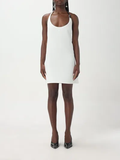 Courrèges Neckline Rib Knit Dress In White