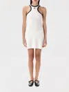 Courrèges White Cotton Mini Dress With Navy Blue Details And Halter Neck In Weiss