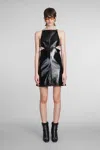 Courrèges Buckle-detailed Patent-finish Minidress In Black