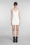 Courrèges Courreges White Stretch Cotton Fitted Mini Dress In White