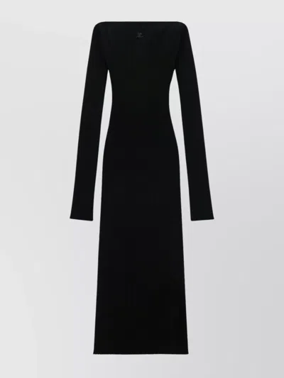 Courrèges Dress Knee Length Off-shoulder Neckline In Black