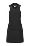 Courrèges Oblique Space Hooded Dress In Black