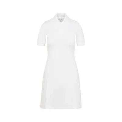 Courrèges Cotton Piqué Polo Dress With Ribbed Trims In White