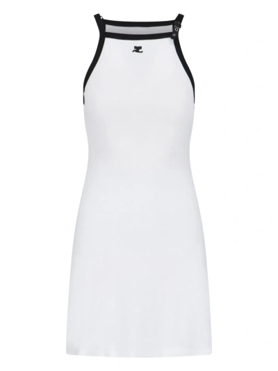 Courrèges Square Neck Mini Dress In Neutrals