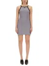 Courrèges Racerback Mini Dress With Contrasting Straps And Logo Detail In Gray