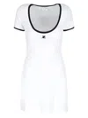 Courrèges Ribbed Cotton Mini Dress With Logo Embroidery