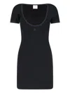 Courrèges Cotton Short Sleeves Mini Dress In Black