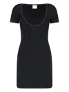 Courrèges Cotton Short Sleeves Mini Dress In Black