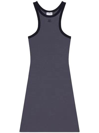 Courrèges Courreges Steel Blue Sleeveless Racerback Dress In Grey
