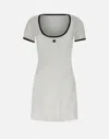 Courrèges Ribbed Cotton Mini Dress With Logo Embroidery In White
