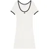 Courrèges Ribbed Cotton Mini Dress With Logo Embroidery In White