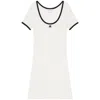 Courrèges Ribbed Cotton Mini Dress With Logo Embroidery In White
