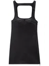 Courrèges Structured Midi Dress With Subtle Sheen And Square Neckline In Black