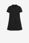 Courrèges Short-sleeve Twill A-line Mini Dress In Black