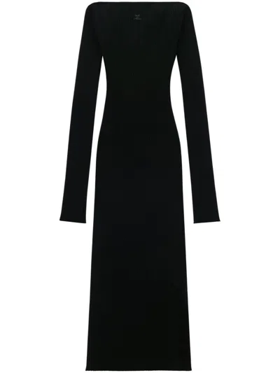 Courrèges Dress Knee Length Off-shoulder Neckline In Black