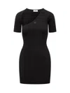 Courrèges Slash Mini Dress In Black Fabric Ribbed Knit In Black