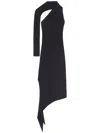 Courrèges Asymmetric One Shoulder Dress With Side Slit In Black