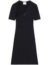 Courrèges Slash Mini Dress In Black Fabric Ribbed Knit In Black