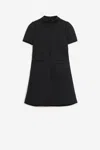 Courrèges Short-sleeve Twill A-line Mini Dress In Black
