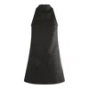 Courrèges Textured Fabric Knee Length Dress With Front Pockets In Black