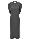 Courrèges Draped Shoulder Sleeveless Knit Midi Dress In Gray