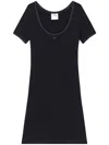 Courrèges Short-sleeve Scoop-neck Mini Dress In Nero E Blu Navy