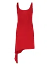 Courrèges Scarf-detail Asymmetric Minidress In Red
