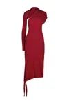 Courrèges Long Slash Crepe Dress In Red
