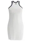 Courrèges White Cotton Mini Dress With Navy Blue Details And Halter Neck In White