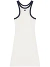 Courrèges White Cotton Mini Dress With Navy Blue Details And Halter Neck In White