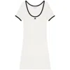 Courrèges Ribbed Cotton Mini Dress With Logo Embroidery In White