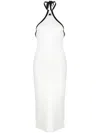 Courrèges Contrast Trim Cotton Halter Dress In White