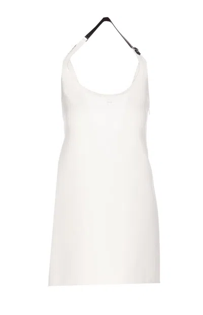 Courrèges Buckle Babydoll Mini Dress In White