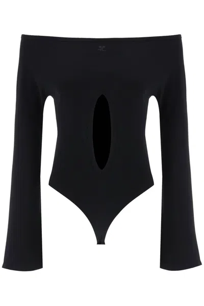 Courrèges Drop Jersey Bodysuit In Black