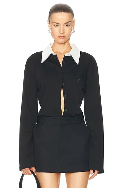 Courrèges Drop Jersey Shirt Bodysuit In Black