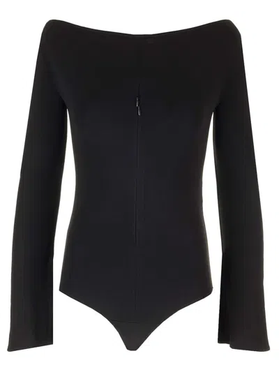 Courrèges Courreges Crepe Jersey Bodysuit In Black