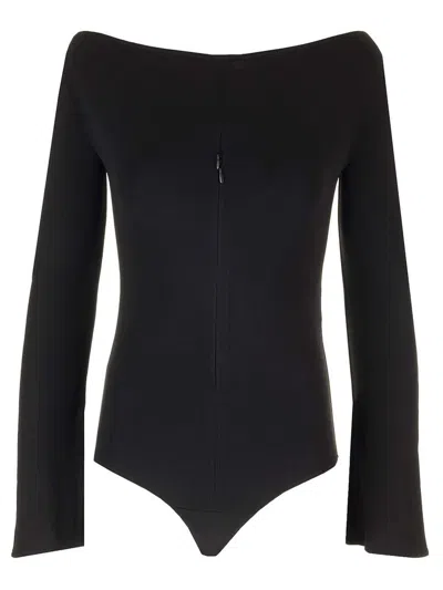 COURRÈGES COURRÈGES DROP ZIPPED CREPE JERSEY BODYSUIT