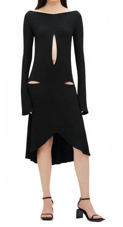 Courrèges Drop Zipped Crepe Jersey Dress In Black
