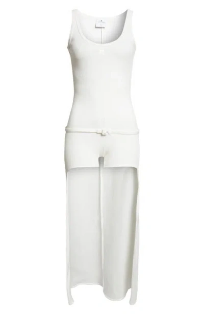 Courrèges Droptail Cotton Rib Unitard In White