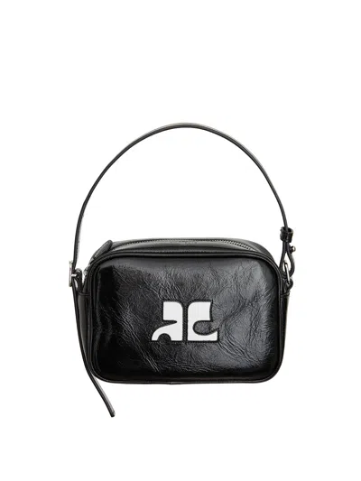 Courrèges Elegant Mini Leather Camera Bag In Black