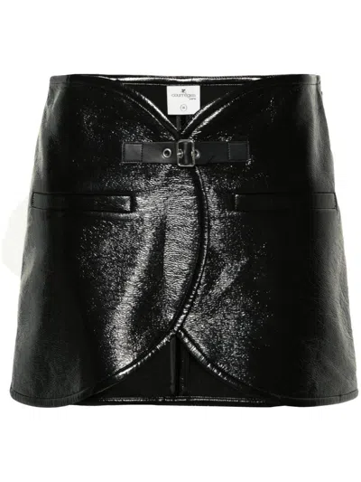 Courrèges Ellipse Laminated Miniskirt In 黑色