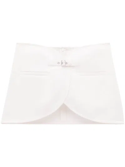 Courrèges Ellipse Buckled Curved Miniskirt In 白色