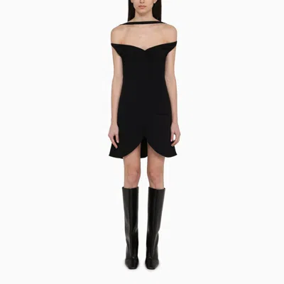 COURRÈGES ELLIPSE BLACK VISCOSE BUSTIER MINI DRESS