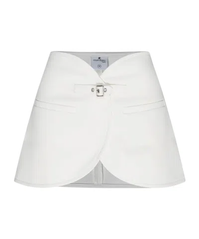 Courrèges Ellipse Buckled Curved Miniskirt In White