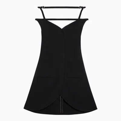 Courrèges Ellipse Black Viscose Bustier Mini Dress