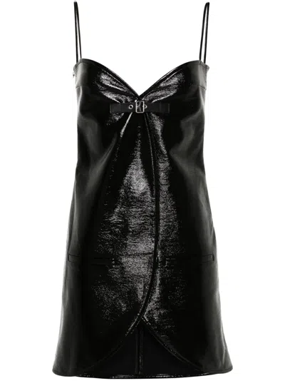 Courrèges Courreges Vinyl Ellipse Mini Sleeveless Dress In Black